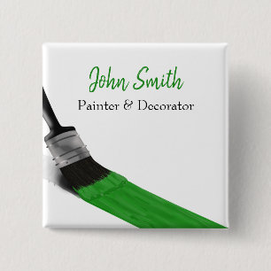 Macaron Carré 5 Cm Peinture Peintre Service Société Pinceau vert
