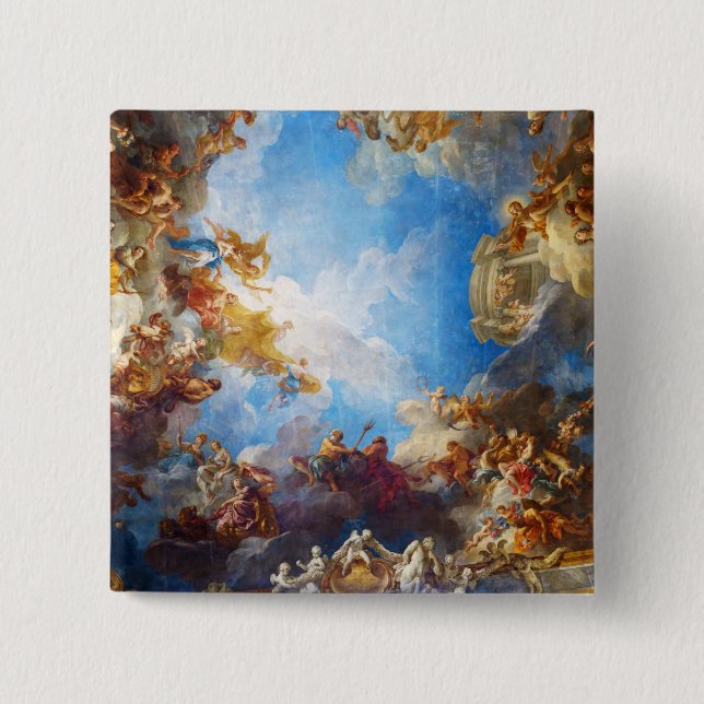 Macaron Carré 5 Cm Peinture plafond Hercules au Château de Versailles (Devant)