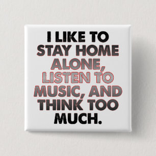 Macaron Carré 5 Cm Pense Trop Amusant Introvert Bouton Badton Pin