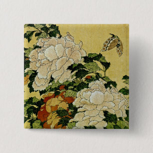 Macaron Carré 5 Cm Peonies et papillon