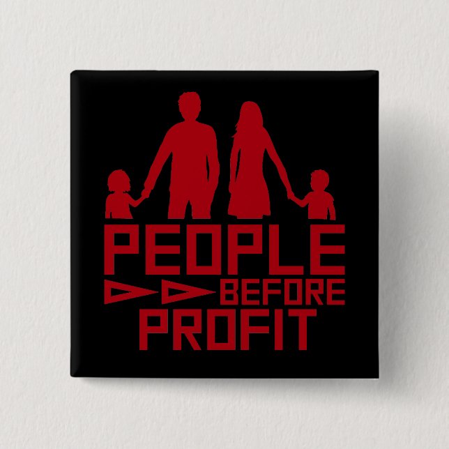 Macaron Carré 5 Cm People Before Profit Activism Social Justice Equal (Devant)