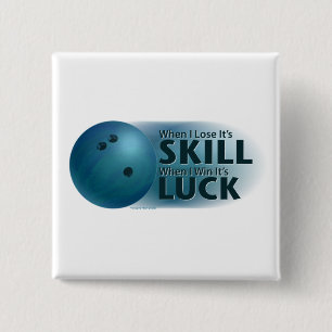 Macaron Carré 5 Cm Perdre Compétence Gagner Chance Bowling Bleu