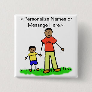 Macaron Carré 5 Cm Père et Fils Famille Caractère Art Boutons personn