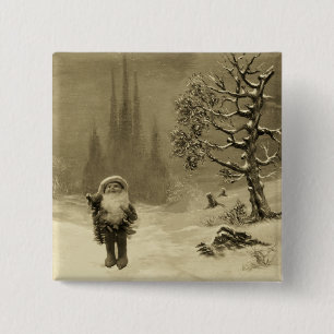 Macaron Carré 5 Cm PÈRE NOËL DES GNOMES Funny Noël Sepia Brown