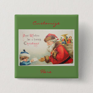 Macaron Carré 5 Cm père Noël et garçon Noël de la nostalgie vinta