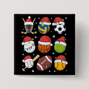 Macaron Carré 5 Cm Père Noël Sports Noël Sport Balle Joueur Amateur