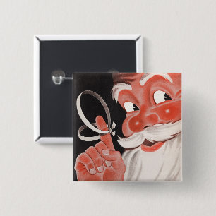 Macaron Carré 5 Cm Père Noël vintage avec ficelle de rappel au doigt