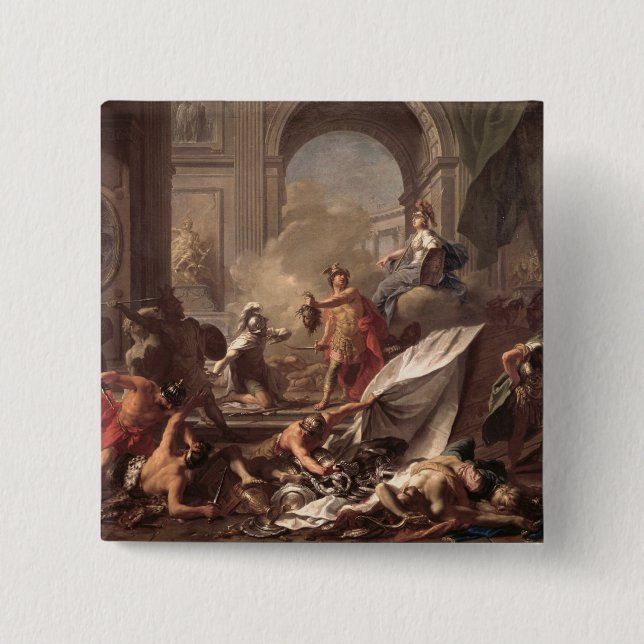 Macaron Carré 5 Cm Perseus, sous la protection de Minerva (Devant)