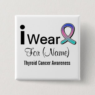 Macaron Carré 5 Cm Personnalisable je porte le ruban de cancer de la