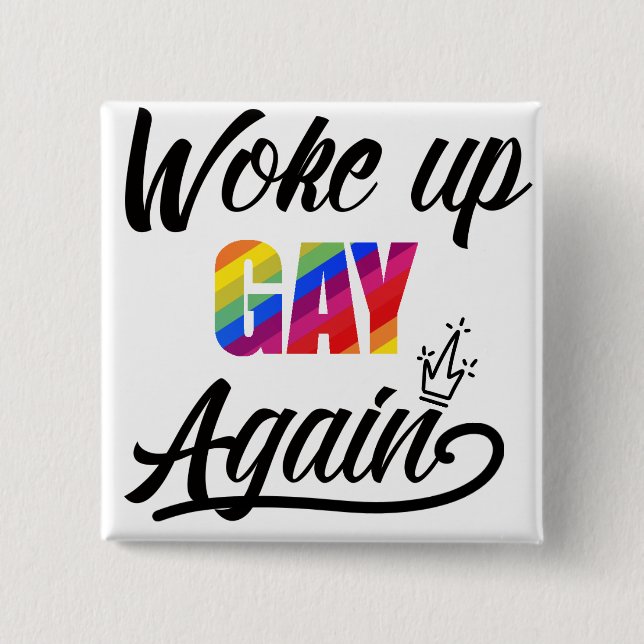 Macaron Carré 5 Cm Personnalisé Réveillé Gay à nouveau (Devant)