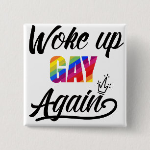 Macaron Carré 5 Cm Personnalisé Réveillé Gay à nouveau