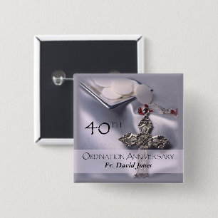 Macaron Carré 5 Cm Personnaliser, 40e anniversaire d'ordination Félic