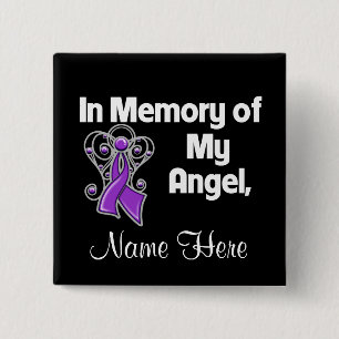 Macaron Carré 5 Cm Personnaliser En Mémoire Ange Cancer Pancréatique