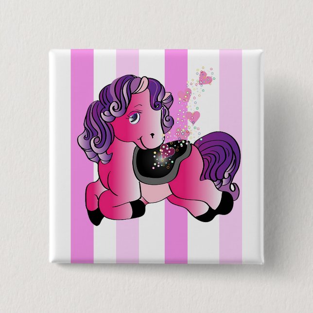 Macaron Carré 5 Cm Petit poney de dessin animé sur mesure (Devant)