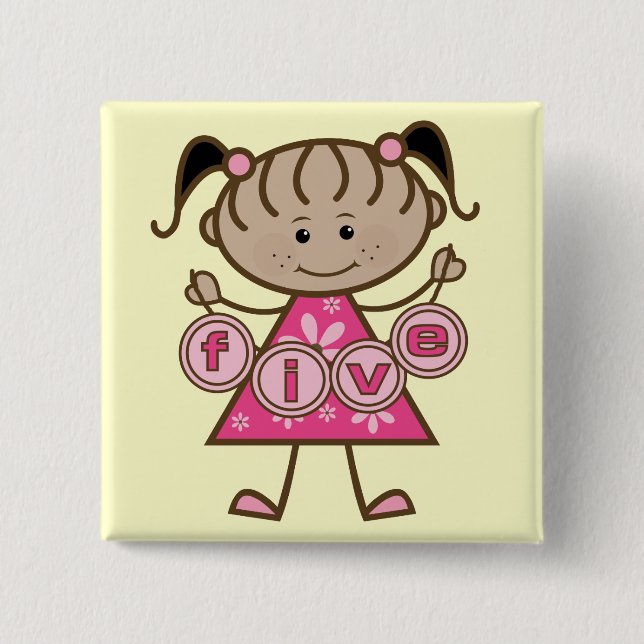Macaron Carré 5 Cm Petite fille 5e anniversaire Tshirts et cadeaux (Devant)