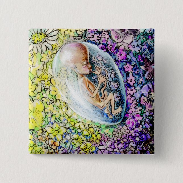 Macaron Carré 5 Cm Petite Fleur - détail (Devant)