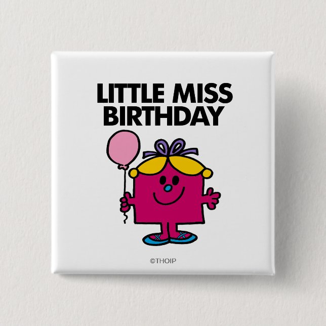 Macaron Carré 5 Cm Petite Miss Anniversaire Avec Ballotte Rose (Devant)