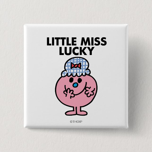 Macaron Carré 5 Cm Petite Miss Lucky Cachant Sa Bouche (Devant)