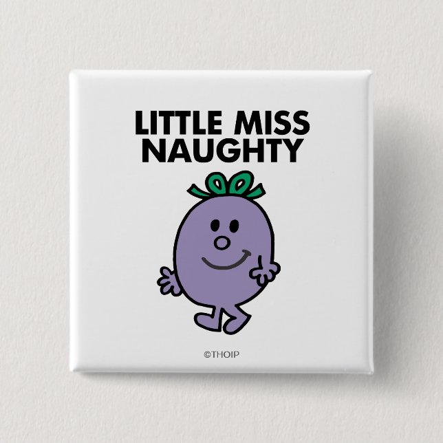 Macaron Carré 5 Cm Petite Miss Naughty | Lettres noires (Devant)