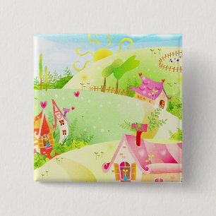 Macaron Carré 5 Cm petites maisons roses