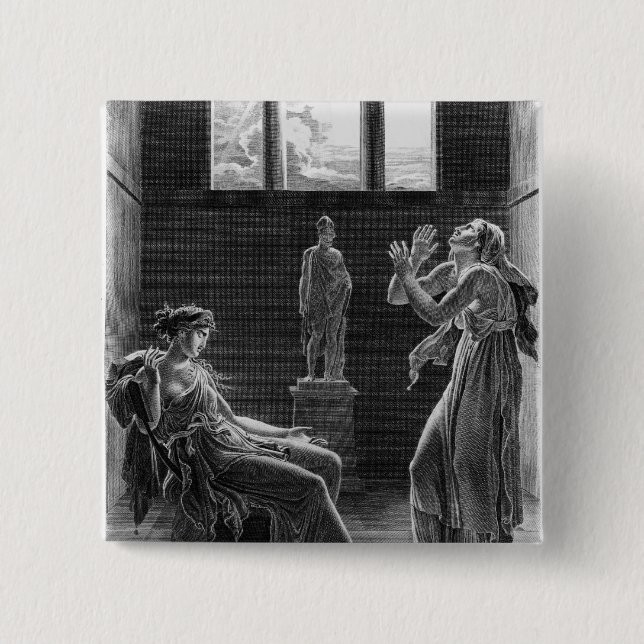 Macaron Carré 5 Cm Phaedra et Oenone, illustration de l'acte I (Devant)