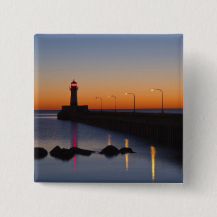Macaron Carré 5 Cm Phare de la jetée nord à Duluth, Minnesota,