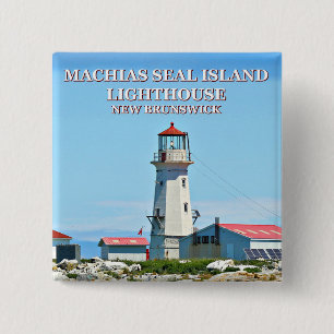 Macaron Carré 5 Cm Phare de Machias Seal Island (Nouveau-Brunswick)