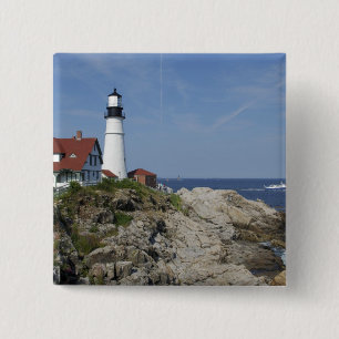 Macaron Carré 5 Cm Phare de Portland Head, Cape Elizabeth, Maine,