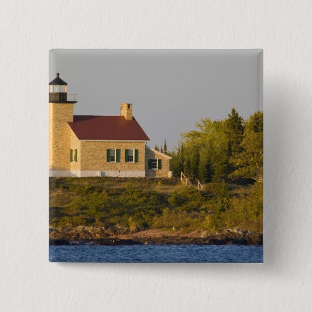 Macaron Carré 5 Cm Phare sur le lac Supérieur près de Copper Harbor (Devant)
