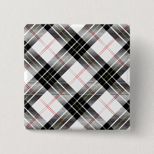 Macaron Carré 5 Cm Pherson tartan noir blanc plaid