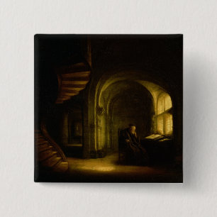 Macaron Carré 5 Cm Philosophe avec un livre ouvert, 1625-7 (huile sur