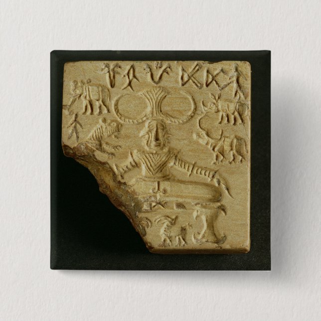 Macaron Carré 5 Cm Phoque de Pasupati de stéatite, Mohenjodaro, (Devant)