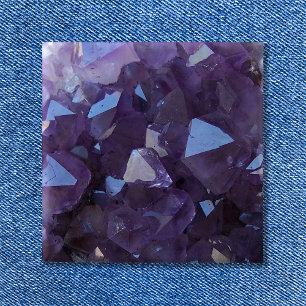 Macaron Carré 5 Cm Photo d'Améthyste Quartz Brésilien Violet