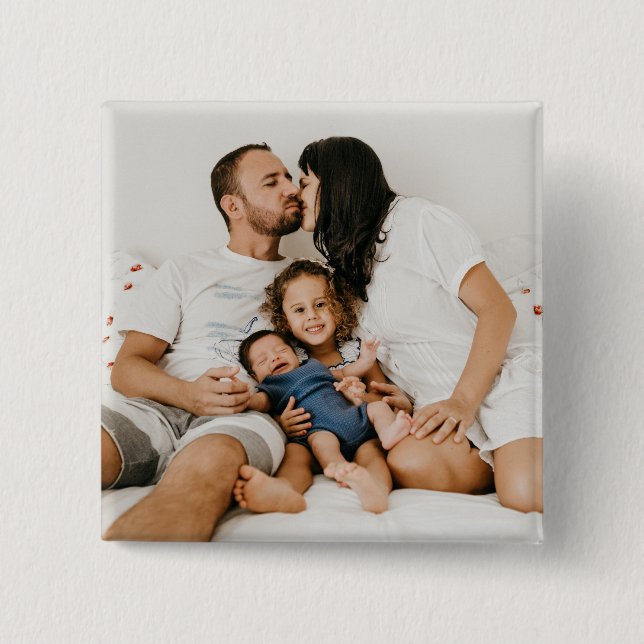 Macaron Carré 5 Cm Photo de famille customisée personnalisée (Devant)