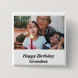Macaron Carré 5 Cm Photo de grand-mère d'anniversaire sur mesure