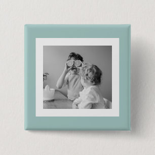 Macaron Carré 5 Cm Photo Famille Moderne Mint Simple Lovely Cadeau