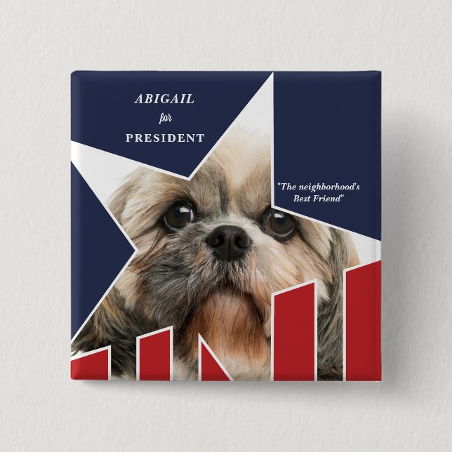 Macaron Carré 5 Cm Photo Pet Dog Élection Présidentielle 2024 Candida (Devant)