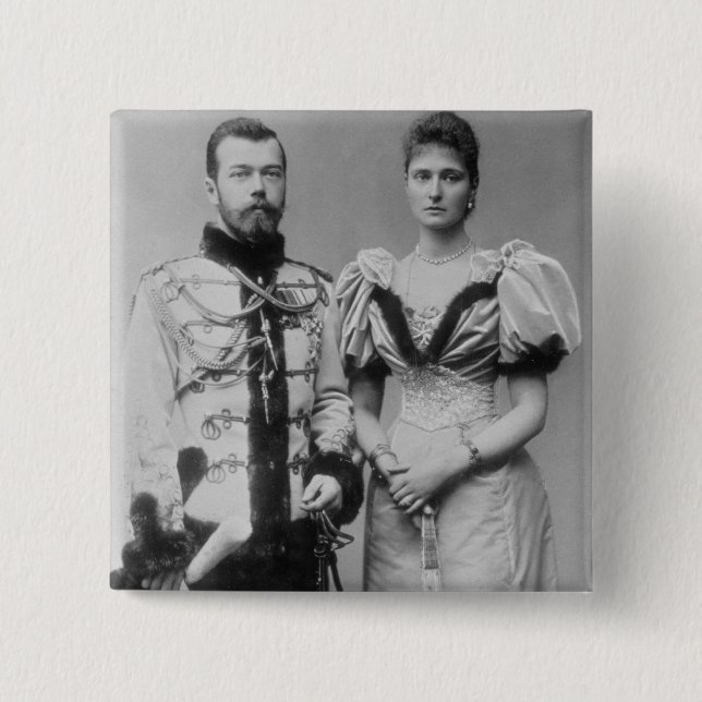 Macaron Carré 5 Cm Photographie de portrait de tsar Nicholas II (Devant)