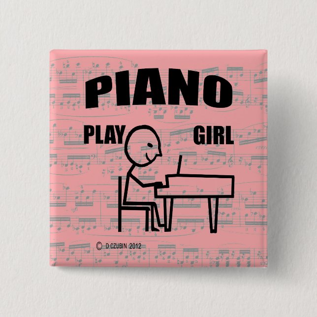 Macaron Carré 5 Cm Piano Play Girl (Devant)