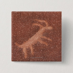 Macaron Carré 5 Cm Pictographe d'antilope sur le mur de grès rouge,