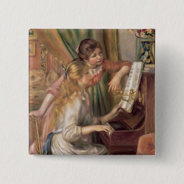 Macaron Carré 5 Cm Pierre A Renoir | Jeunes filles au piano (Devant)