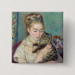 Macaron Carré 5 Cm Pierre-Auguste Renoir - Femme avec chat