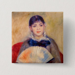 Macaron Carré 5 Cm Pierre-Auguste Renoir - Fille avec un ventilateur