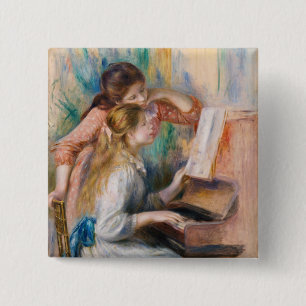Macaron Carré 5 Cm Pierre Auguste Renoir - Jeunes filles au piano