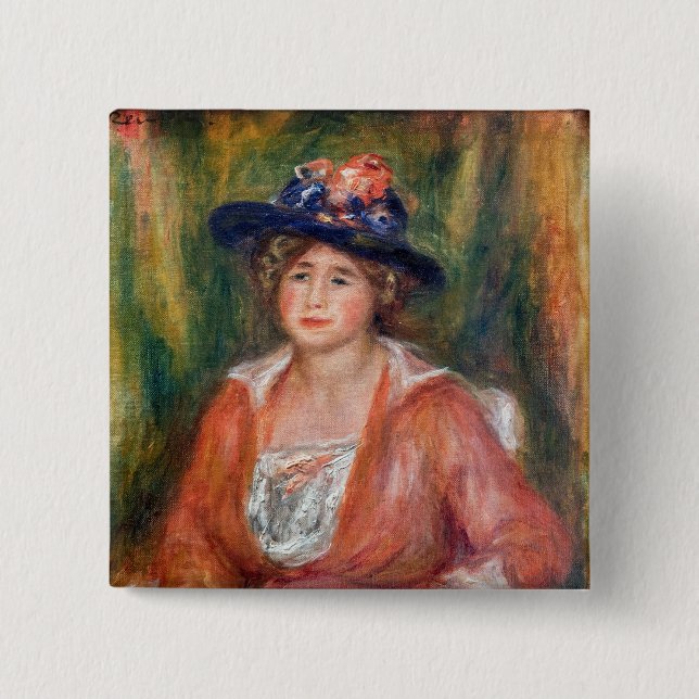 Macaron Carré 5 Cm Pierre-Auguste Renoir - Portrait d'une femme assis (Devant)