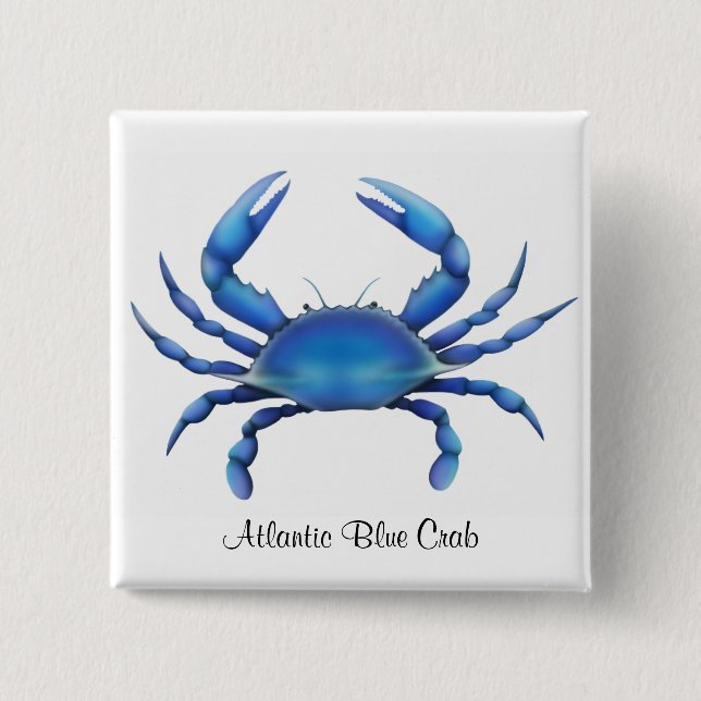Macaron Carré 5 Cm Pin atlantique de crabe bleu (Devant)