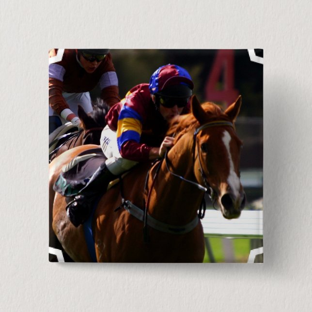 Macaron Carré 5 Cm Pin carré de course de chevaux (Devant)