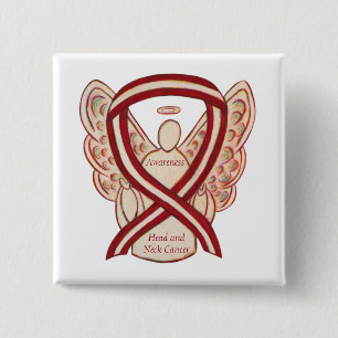 Macaron Carré 5 Cm Pin d'ange de la tête et du cou de sensibilisation