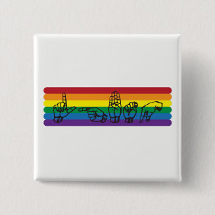 Macaron Carré 5 Cm Pin d'arc-en-ciel d'ASL LGBTQ