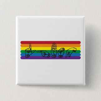 Macaron Carré 5 Cm Pin d'arc-en-ciel d'ASL LGBTQ